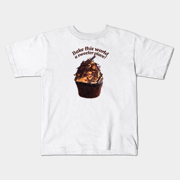 Chocolate Cupcake with Caramel Frosting and Chocolate Shaves Kids T-Shirt by ArtMorfic